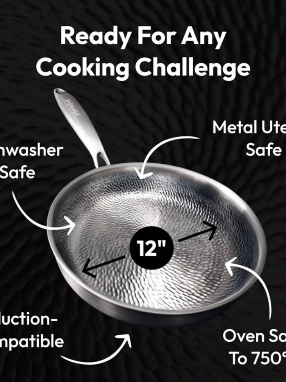 Plateful Titanium Frying Pan with Glass Lid - Silver